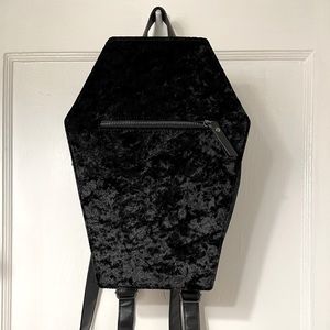 Hot Topic crushed velvet coffin shaped backpack